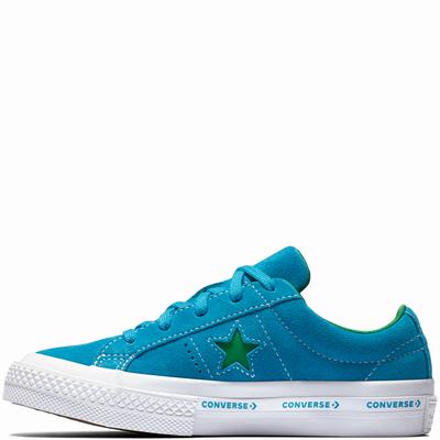 Converse One Star Suede Wordmark Low Tops Kids - Green Shoes (468ZSEXY)